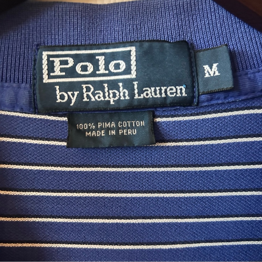 Polo by Ralph Lauren Men’s Blue Striped Polo Shirt , Size M) Preppy Casual - Picture 3 of 5